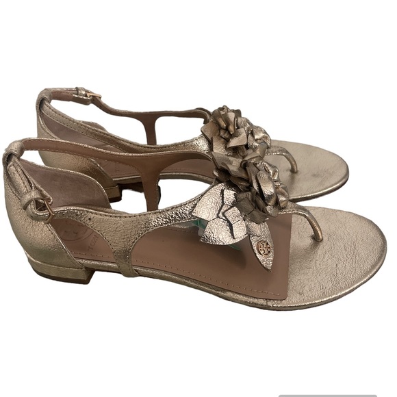 Tory Burch Blossom Gold Floral Sandals size 6M - Picture 3 of 6